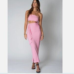 Stillwater Wide Rib Baja Nights Cut Out Pink Ribbed Maxi Dress Size Medium